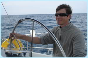 Sailing Greek Islands - Son in Law at the Helm